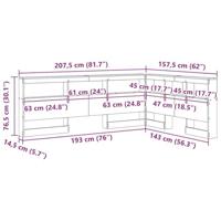 Opberghoofdbord met plank Gerookt eiken 140 cm Bewerkt hout - thumbnail