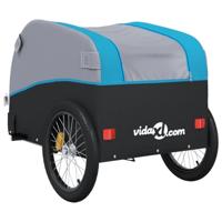 Fietstrailer 45 kg ijzer zwart en blauw - thumbnail