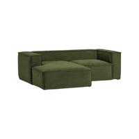 Kave Home Loungebank 'Blok' 240cm, Rib, Links, kleur Donkergroen - thumbnail