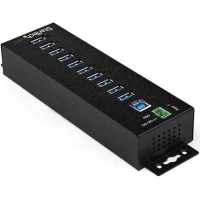 StarTech.com 10 Port Metalen Industriële USB Hub met Voedingsadapter - ESD & 350W Overspanningsbeveiliging - High Speed USB 3.1 Gen 1 5Gbps Hub - Monteerbaar op Din Rail, Muur of Bureau