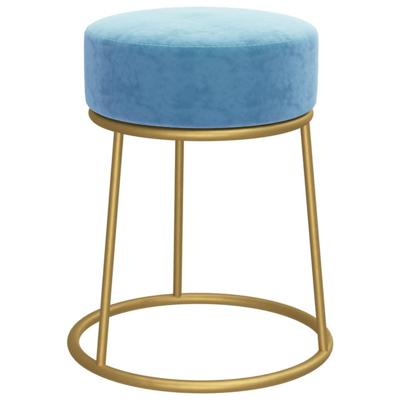 Hocker rond fluweel lichtblauw