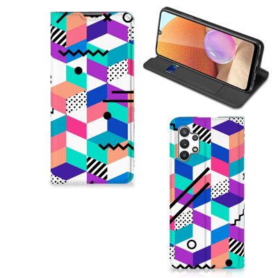 Samsung Galaxy A32 4G | A32 5G Enterprise Editie Stand Case Blokken Kleurrijk Samsung Galaxy A32 4G | A32 5G Enterprise Editie Stand Case Blokken Kleurrijk