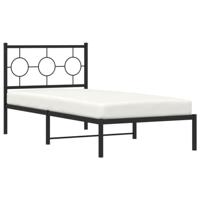 Bedframe met hoofdbord metaal zwart 90x190 cm - thumbnail