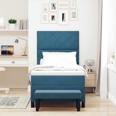 Boxspring bed met matras Donkerblauw 90 x 190 cm Fluweel