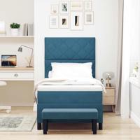 Boxspring bed met matras Donkerblauw 90 x 190 cm Fluweel - thumbnail