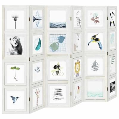 Kamerscherm met 6 panelen massief paulowniahout wit Kamerscherm met 6 panelen massief paulowniahout wit