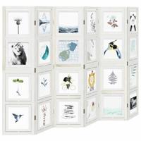 Kamerscherm met 6 panelen massief paulowniahout wit - thumbnail