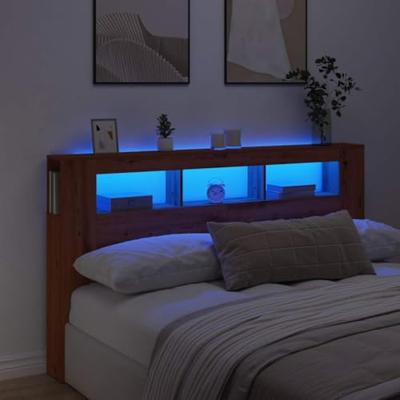 Hoofdeinde met LED 180x18,5x103,5 cm hout artisanaal eikenkleur