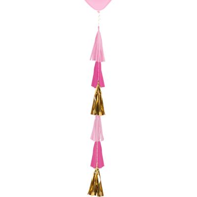 Amscan Ballonslinger franje roze 70 cm | 10 stuks