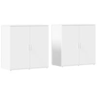 Dressoirs 2 st 79x38x80 cm bewerkt hout wit - thumbnail
