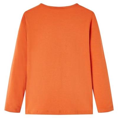 Kindershirt met lange mouwen kattenprint 140 oranjebruin
