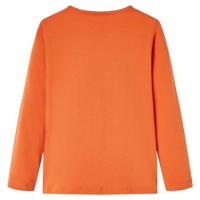 Kindershirt met lange mouwen kattenprint 140 oranjebruin - thumbnail
