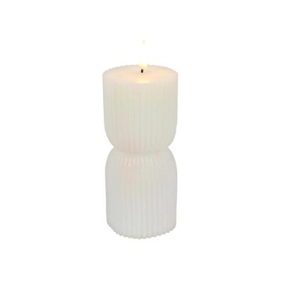 LED Kaars Ribbel 7x15 cm Wit