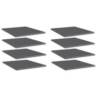 Wandschappen 8 st 40x50x1,5 cm spaanplaat hoogglans grijs - thumbnail