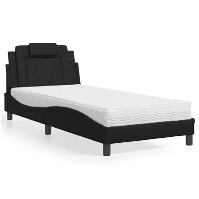 Bed met matras kunstleer zwart 80x200 cm