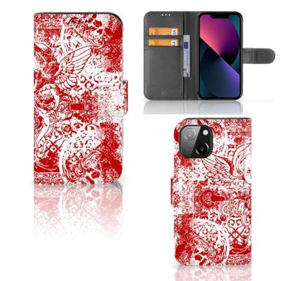 Telefoonhoesje met Naam iPhone 13 Mini Angel Skull Rood Telefoonhoesje met Naam iPhone 13 Mini Angel Skull Rood