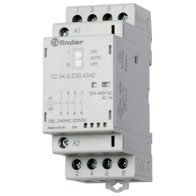 Finder 22.34.0.024.4640 Contactor 2x NO, 2x NC 24 V/DC, 24 V/AC 25 A 1 stuk(s)