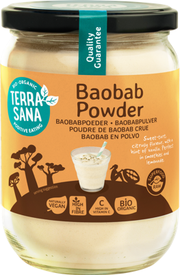 Raw baobab poeder in glas bio 190 Gram Raw baobab poeder in glas bio 190 Gram