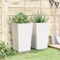 Plantenbakken 2 st 32,5x32,5x57 cm polypropeen wit - thumbnail