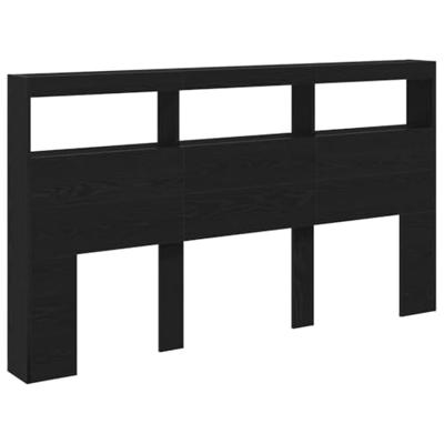 Hoofdbordkast met LED 180x17x102 cm eikenkleurig zwart