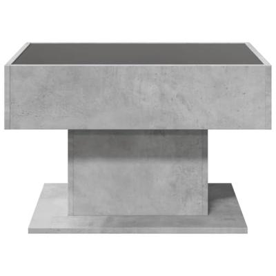 Salontafel met LED 70x50x45 cm bewerkt hout betongrijs
