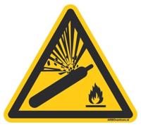 Waarschuwingsbord gasflessen - 200 mm breed - thumbnail