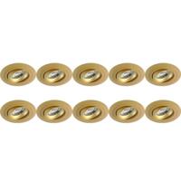Spot Armatuur 10 Pack - Pragmi Alpin Pro - GU10 Inbouwspot - Rond - Goud - Aluminium - Kantelbaar - Ø92mm - thumbnail
