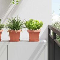 Vierkante Bloempot 6 pcs Baksteenrood 20 x 20 x 16 cm Kunststof - thumbnail