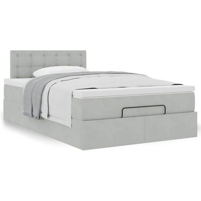 Ottoman bed met matras 200x200 cm fluweel lichtgrijs