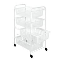 Metaltex Jumbotex Opbergkar met Wielen + 4 Lades 76x46x35 cm Wit/Metaal - thumbnail