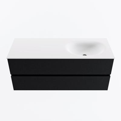 MONDIAZ VICA 120cm badmeubel onderkast Urban 2 lades. Wastafel MOON rechts zonder kraangat, kleur Talc.