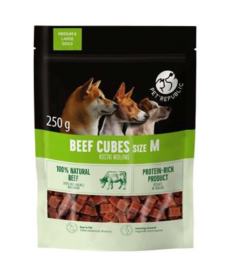 PETREPUBLIC Beef cubes M - traktatie voor hond - 250g