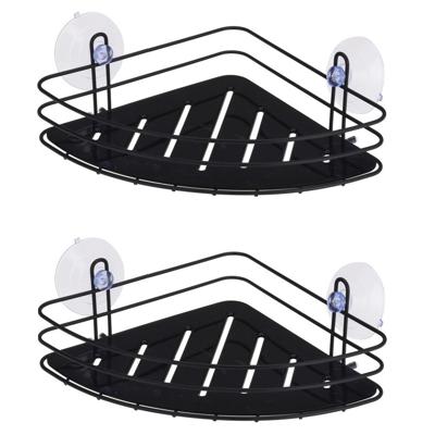2x stuks zwarte hoek badkamer doucherek 20 cm - Douche- en badrekjes 2x stuks zwarte hoek badkamer doucherek 20 cm - Douche- en badrekjes