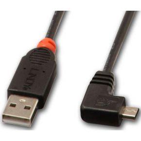 LINDY 31975 USB-kabel USB 2.0 USB-A stekker, USB-micro-B stekker 0.50 m Zwart