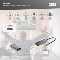 Digitus DS-55343 HDMI-extender USB-A 3.1 Gen 1, USB-C Via netwerkkabel RJ45, Via signaalkabel 30 m - thumbnail