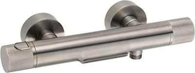 Ben Engraved Cross thermostatische badkraan met watervaluitloop en gravering gunmetal pvd-coating
