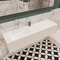 Mondiaz Lush Cloud badmeubel underlayment 150 cm 1 lade solid surface enkele spoelbak links 1 kraangat - thumbnail
