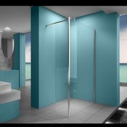 Eco zijwand met hoekprofiel 300 x 2000 x 8 mm nano helder glas/chroom