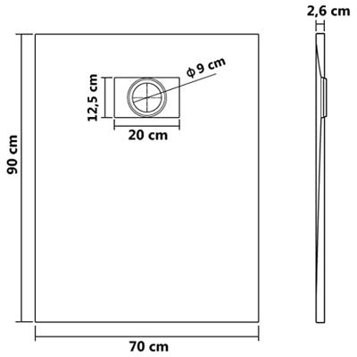 Douchebak 90x70 cm SMC bruin