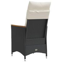 Tuinstoelen 2 st verstelbaar met kussens poly rattan zwart - thumbnail