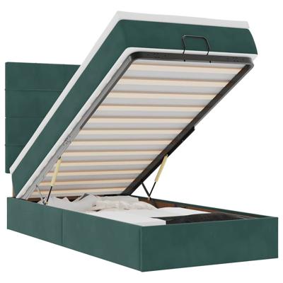 Ottoman bed met matrassen en LED's 90x200cm fluweel donkergroen