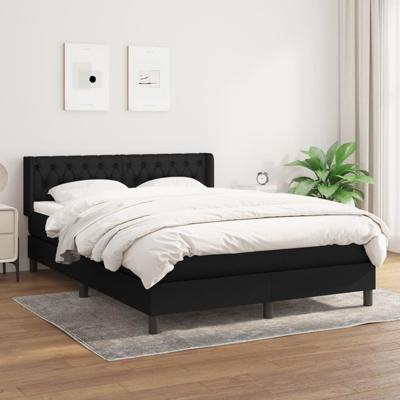 Boxspring met matras stof zwart 140x200 cm