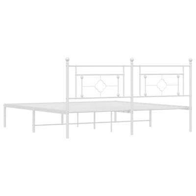 Bedframe met hoofdbord metaal wit 183x213 cm Bedframe met hoofdbord metaal wit 183x213 cm
