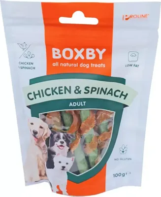Proline Boxby chicken & spinach sticks 100 gram Proline Gebr. de Boon - Gebr de boon