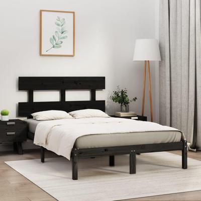 Bedframe massief hout zwart 200x200 cm