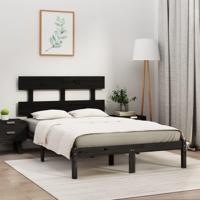 Bedframe massief hout zwart 200x200 cm - thumbnail