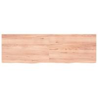VidaXL Wastafelblad 160x50x(2-4) cm behandeld massief hout lichtbruin - thumbnail