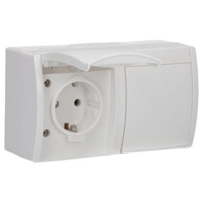 Busch-Jaeger 20/2 EW-54 Ocean (opbouw) Wandcontactdoos dubbel spatwaterdicht Wit