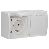 Busch-Jaeger 20/2 EW-54 Ocean (opbouw) Wandcontactdoos dubbel spatwaterdicht Wit - thumbnail