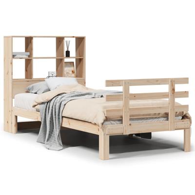 Bed met boekenkast zonder matras massief grenenhout 100x200 cm